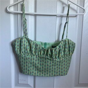 Zara Green Patterned Women's Top